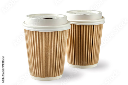 Wallpaper Mural Pair of takeaway coffee cups with white lids isolated on white background. Lifestyle Torontodigital.ca