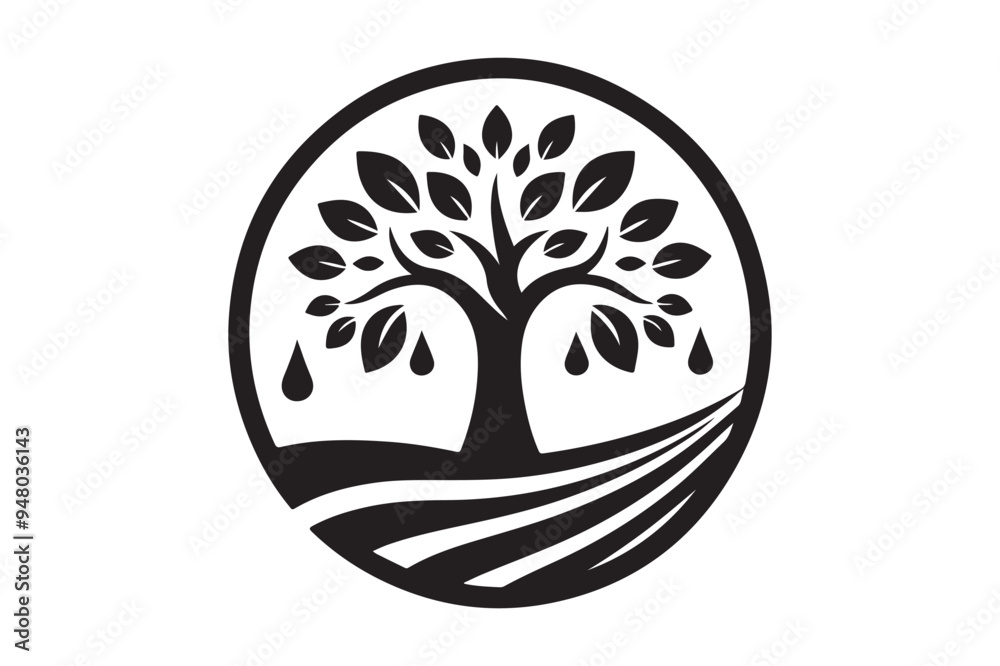 Tree logo silhouette vector illustration with white background Tree logo silhouette vector illustration with white background