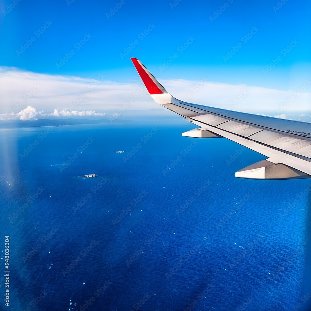Fototapeta premium a view outside an airplane window, travel