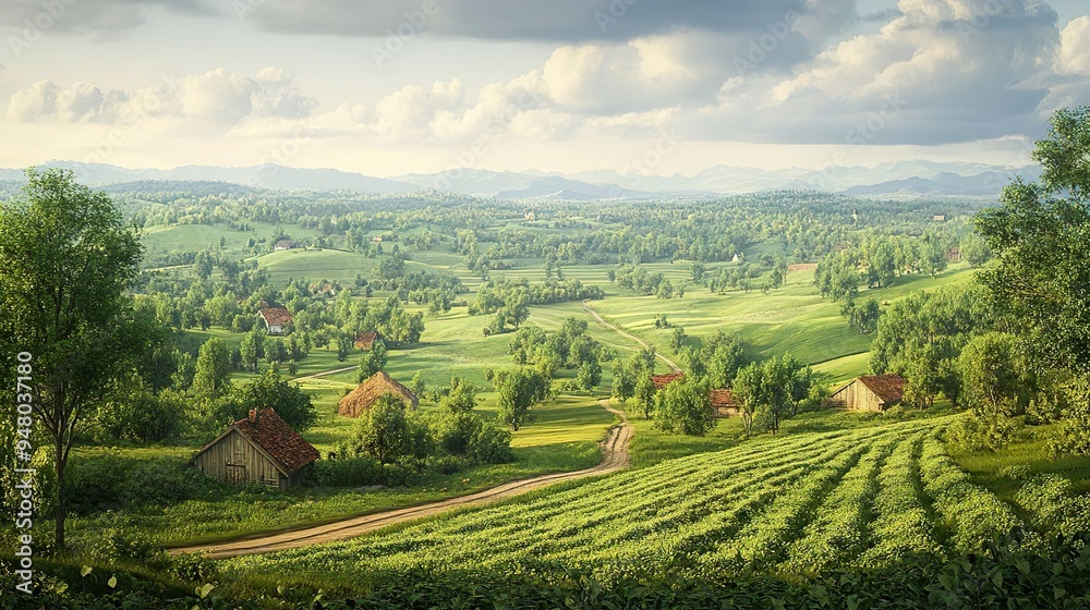 Endless Rolling Hills with Fertile Farmlands and Winding Dirt Roads for Picturesque Rural Scenes Endless Rolling Hills with Fertile Farmlands and Winding Dirt Roads for Picturesque Rural Scenes