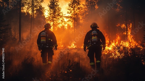 fireman fighting a great fire.