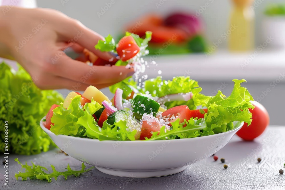 Vegetable, fresh salad bowl seasoned with salt Vegetable, fresh salad bowl seasoned with salt Vegetable, fresh salad bowl seasoned with salt Vegetable, fresh salad bowl seasoned with salt