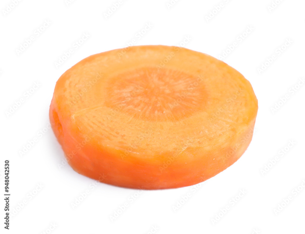Slice of fresh ripe carrot isolated on white Slice of fresh ripe carrot isolated on white