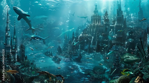 underwater fishes and whales