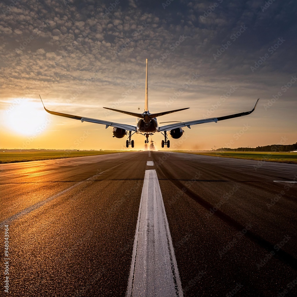 an airplane taking off from the runway an airplane taking off from the runway