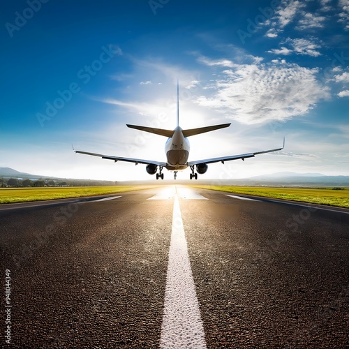 an airplane taking off from the runway