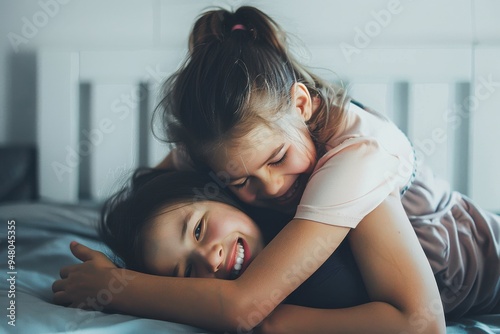 Mother and daughter playing together