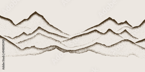 Vector sketch, mountain landscape, imitation of a pencil drawing	