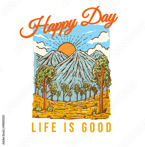 Mountain and forest vintage design