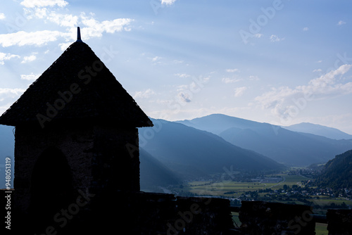 Ancient Austrian Carinthian fortress Landskron in the Alps with vineyards and picturesque view photo