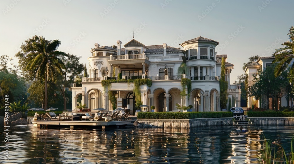 Luxurious mansion with terrace by a lake Luxurious mansion with terrace by a lake