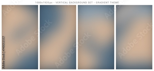 Mesh gradient vertical background set. Abstract, template, beage, grey, navy blue colors theme.