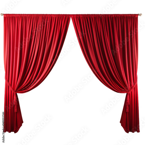 Red Stage Curtain Isolated on a Transparent Background