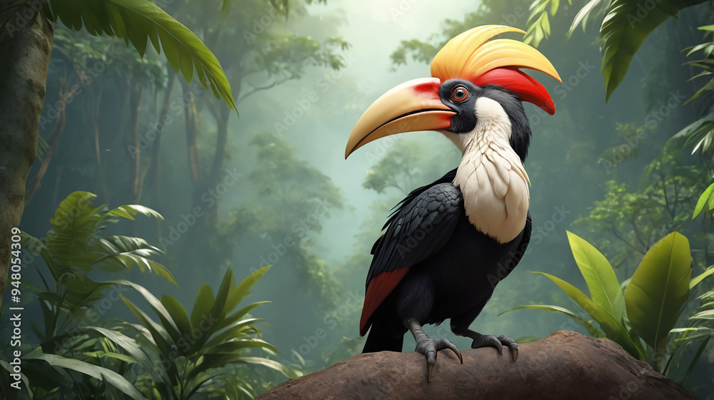 Obraz premium a hornbill in nature background