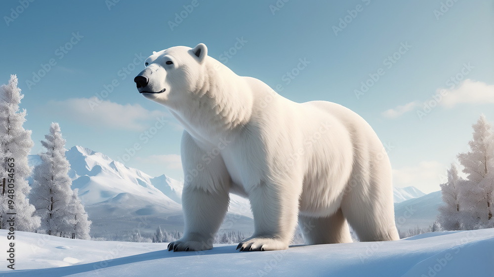 a polar bear standing over nature background a polar bear standing over nature background
