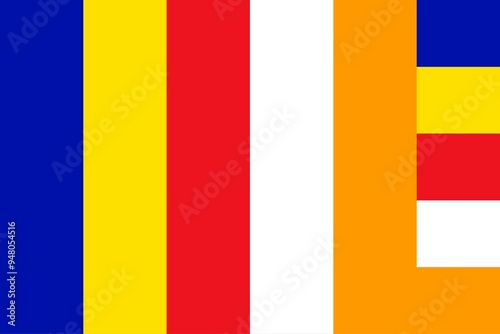 Flag of Buddhism. Culture and Religion. Flag illustration