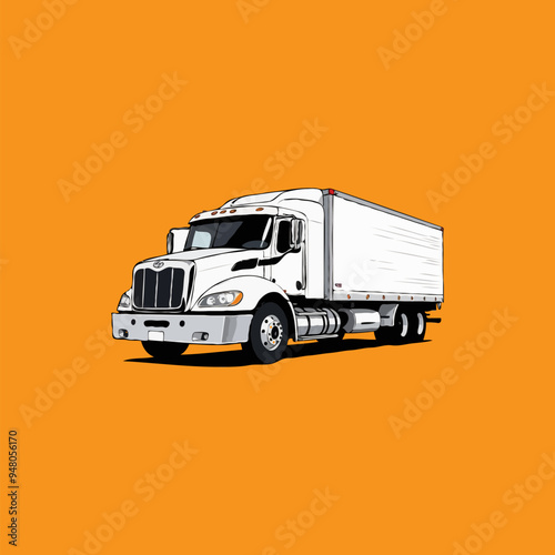 Freight truck isolated vector. truck with trailer, Fast shipping delivery truck. Truck , transport logo
