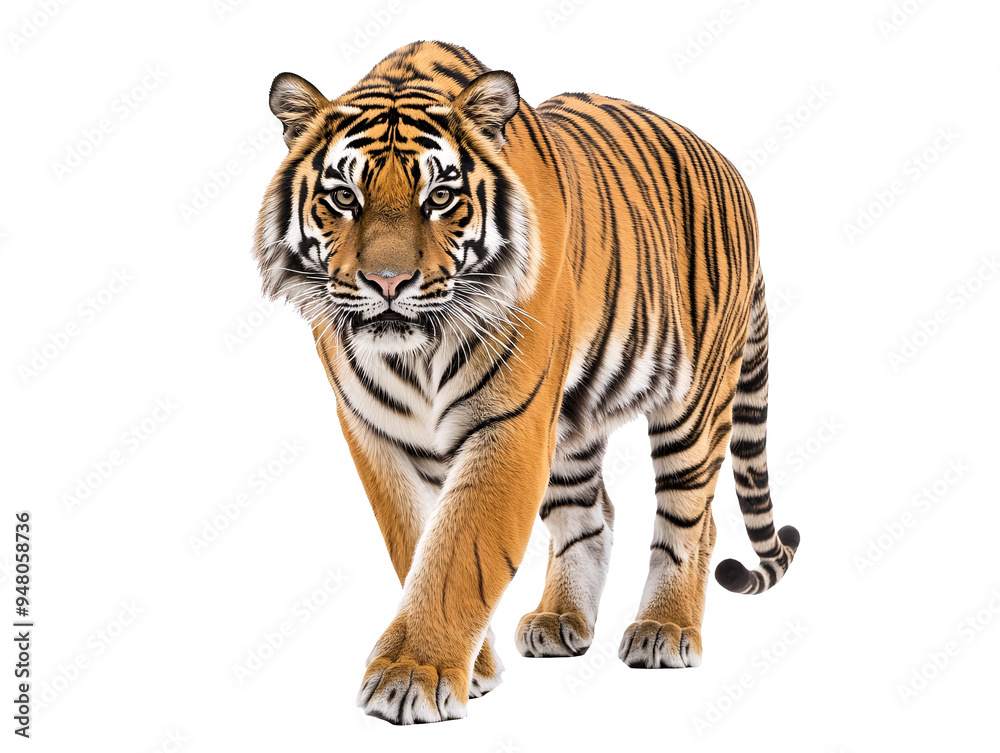 a tiger walking on a white background a tiger walking on a white background
