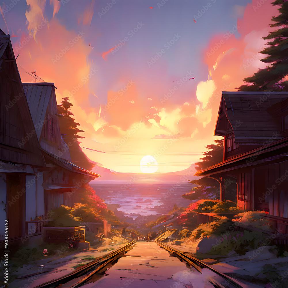 A rustic village bathed in an ethereal, heavenly glow, with detailed and intricate surroundings A rustic village bathed in an ethereal, heavenly glow, with detailed and intricate surroundings