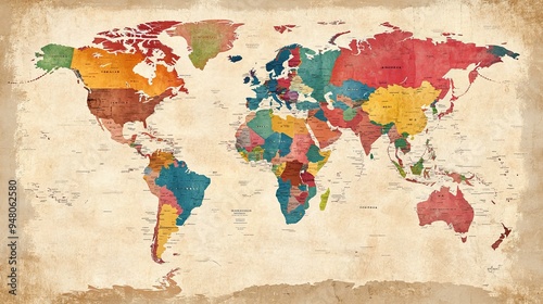 A Timeless World Map with Vibrant Design