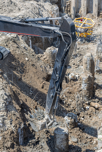 Obraz na płótnie Türkiye - Izmir 27 August 2024 Construction site. Ground reinforcement works with concrete columns on soft ground. w salonie