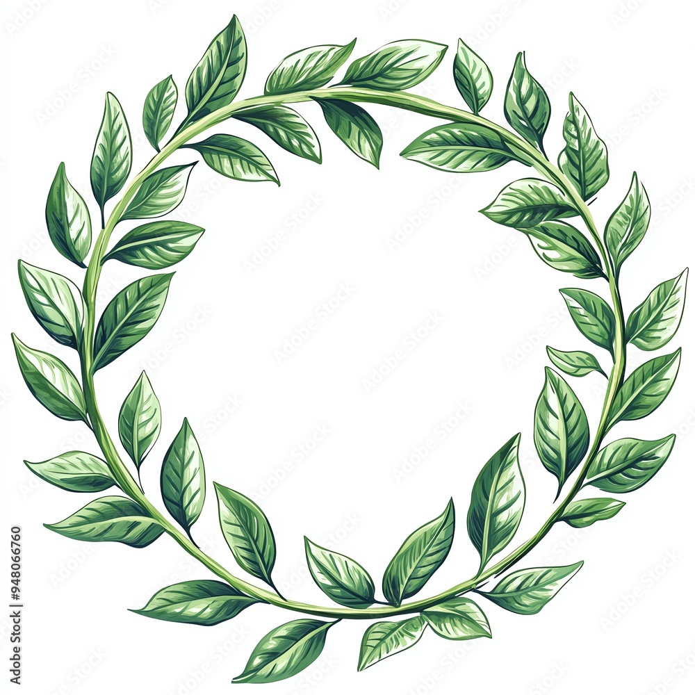Green leafy wreath isolated on white background Green leafy wreath isolated on white background