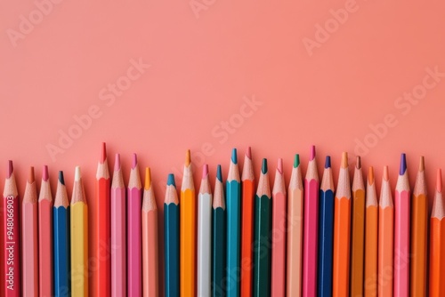 Vibrant pencils on pink background