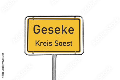 Ortstafel, Geseke, Kreis Soest freigestellt als PNG-Datei, (Symbolbild) photo