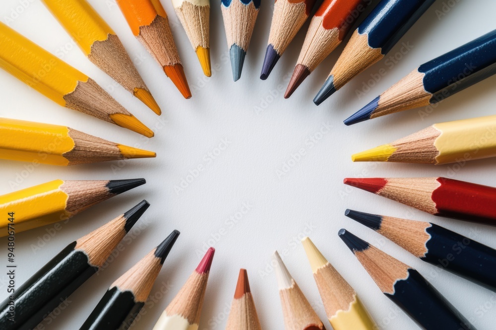 Circular array of pencils on white background Circular array of pencils on white background