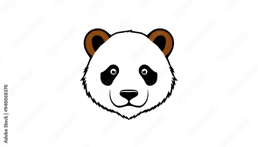 Panda face icon drawing isolated on a white background Panda face icon drawing isolated on a white background