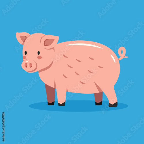 Cute vector pig farm animal  
