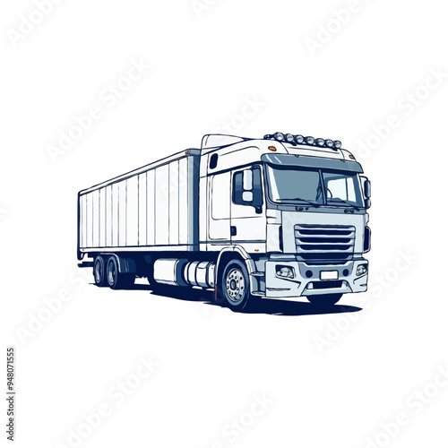 Freight truck isolated vector. truck with trailer, Fast shipping delivery truck. Truck , transport logo