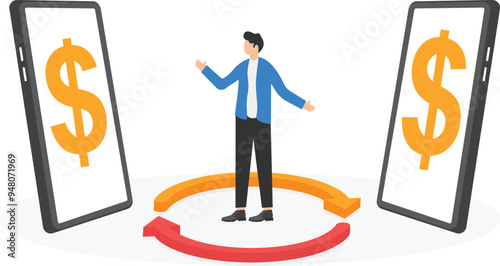 smartphones and arrows connecting them,

