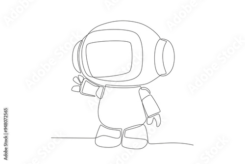 Robot. Student science projectscept one-line drawing