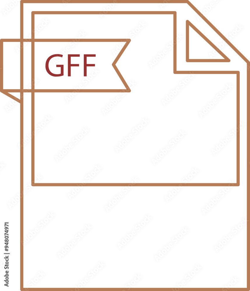 Obraz premium GFF File format icon black outline and light color text
