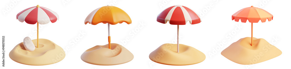 3d beach umbrella PNG set 3d beach umbrella PNG set