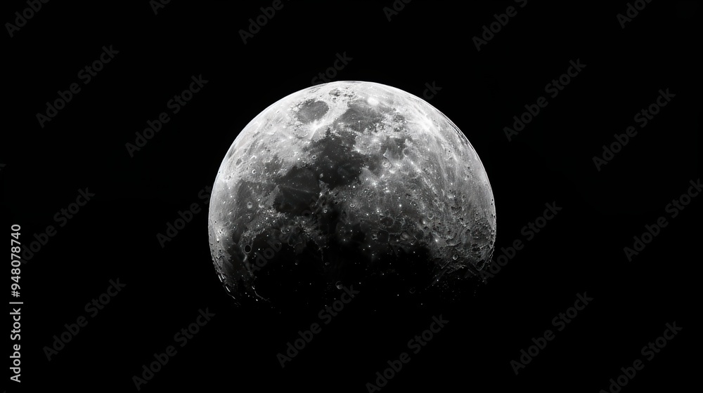 Crisp full moon photograph on black background in night sky Crisp full moon photograph on black background in night sky