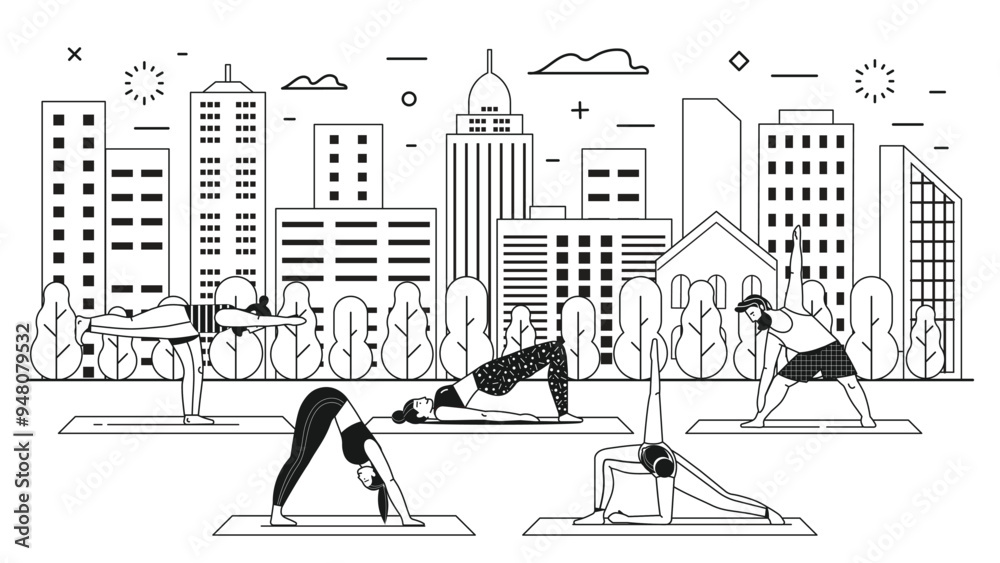 People Practicing Yoga in Open Air City Park