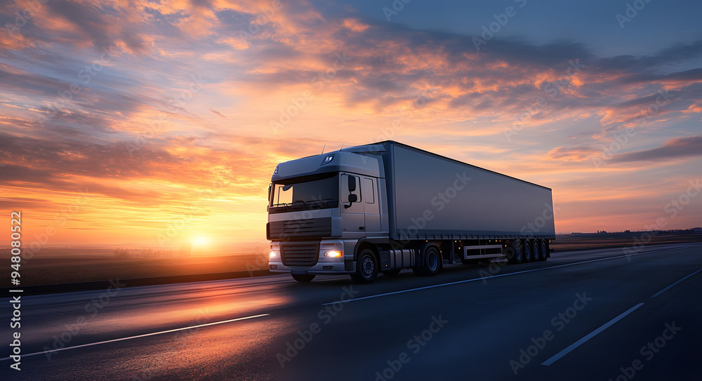 A Truck Driving on the Highway with a Beautiful Sunset in the Background, Capturing the Serenity and Beauty of a Scenic Road Trip
A Truck Driving on the Highway with a Beautiful Sunset in the Background, Capturing the Serenity and Beauty of a Scenic Road Trip