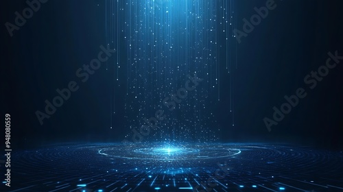 Futuristic digital technology background with glowing blue particles and circuits, ideal for data and innovation concepts.