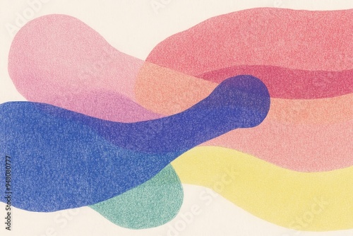 Wallpaper Mural A vibrant and abstract illustration with flowing shapes in soft pastel colors, creating a serene and artistic atmosphere. wallpaper background. Torontodigital.ca