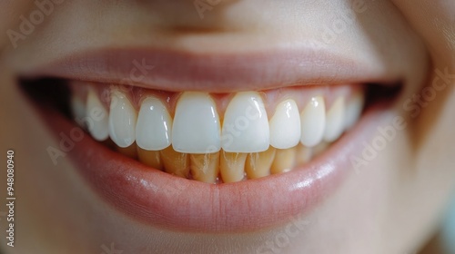 A person showing their teeth after a teeth whitening treatment, smiling confidently with bright, white teeth