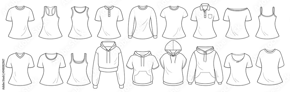 Clothing set in hand drawn style Clothing set in hand drawn style