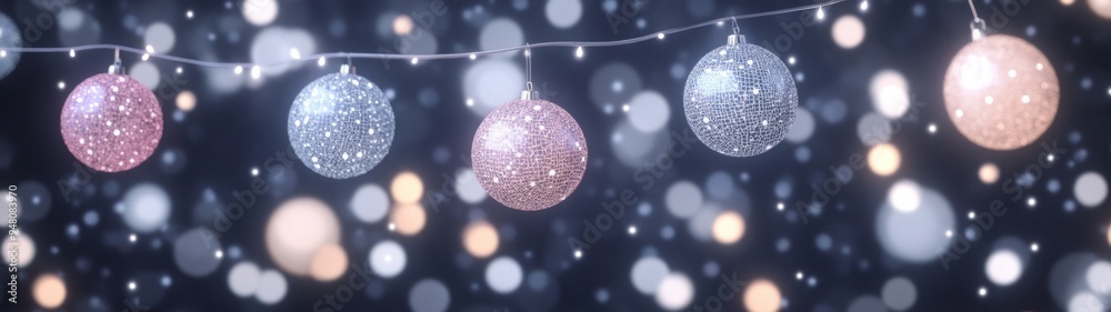 Fototapeta premium Sparkling Disco Ball Textures, vibrant reflections of colorful lights creating an energetic dance party atmosphere, minimalist background enhancing retro fun and excitement