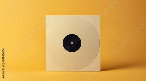 A Blank Vinyl Record on a Yellow Background