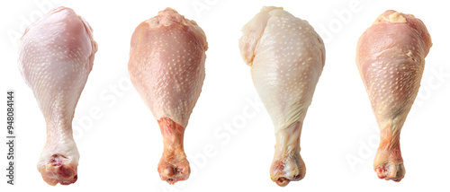 Fresh raw chicken cuts, legs isolated on transparency Background