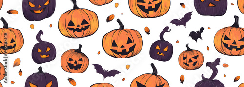 Wallpaper Mural An awesome seamless Halloween pattern set with cute funny pumpkins on a variety of backgrounds for your Halloween Thanksgiving party designs. An evil pumpkin pattern for your Halloween Thanksgiving Torontodigital.ca