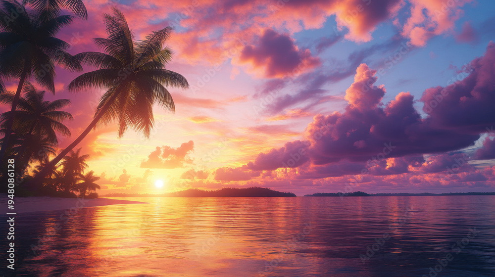 Sunset Palm Island. Sunset Palm Island.