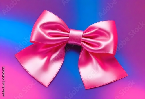 Pink Ribbon Soft Velvet Bow Isolated Blank Background Digital Graphic Design