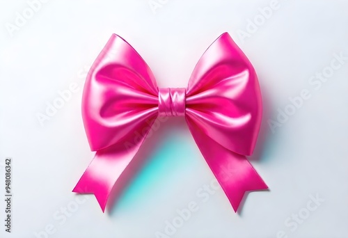 Pink Ribbon Soft Velvet Bow Isolated Blank Background Digital Graphic Design